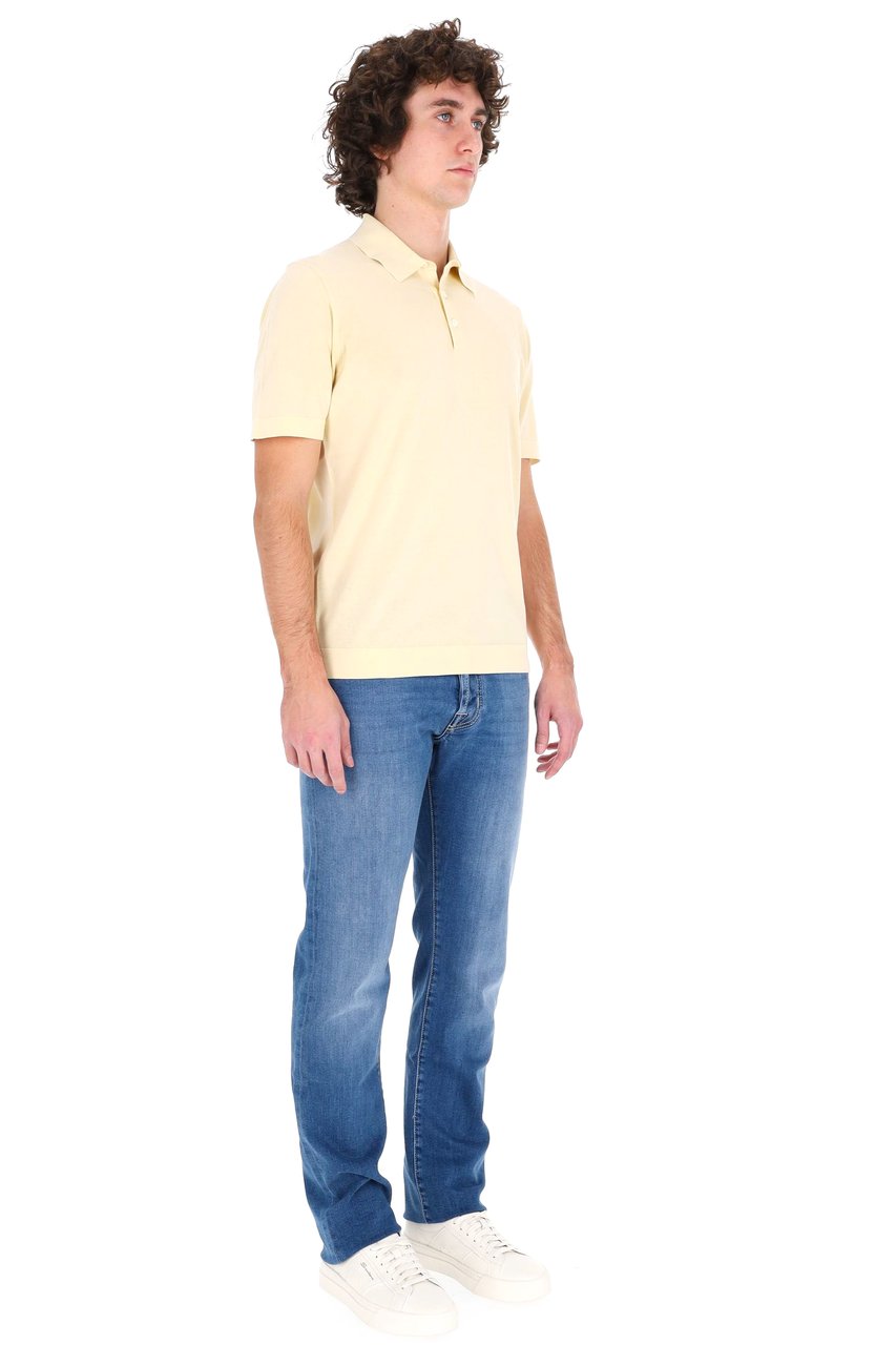 Drumohr Yellow Ice Cotton Frosted Polo Shirt Neutraal