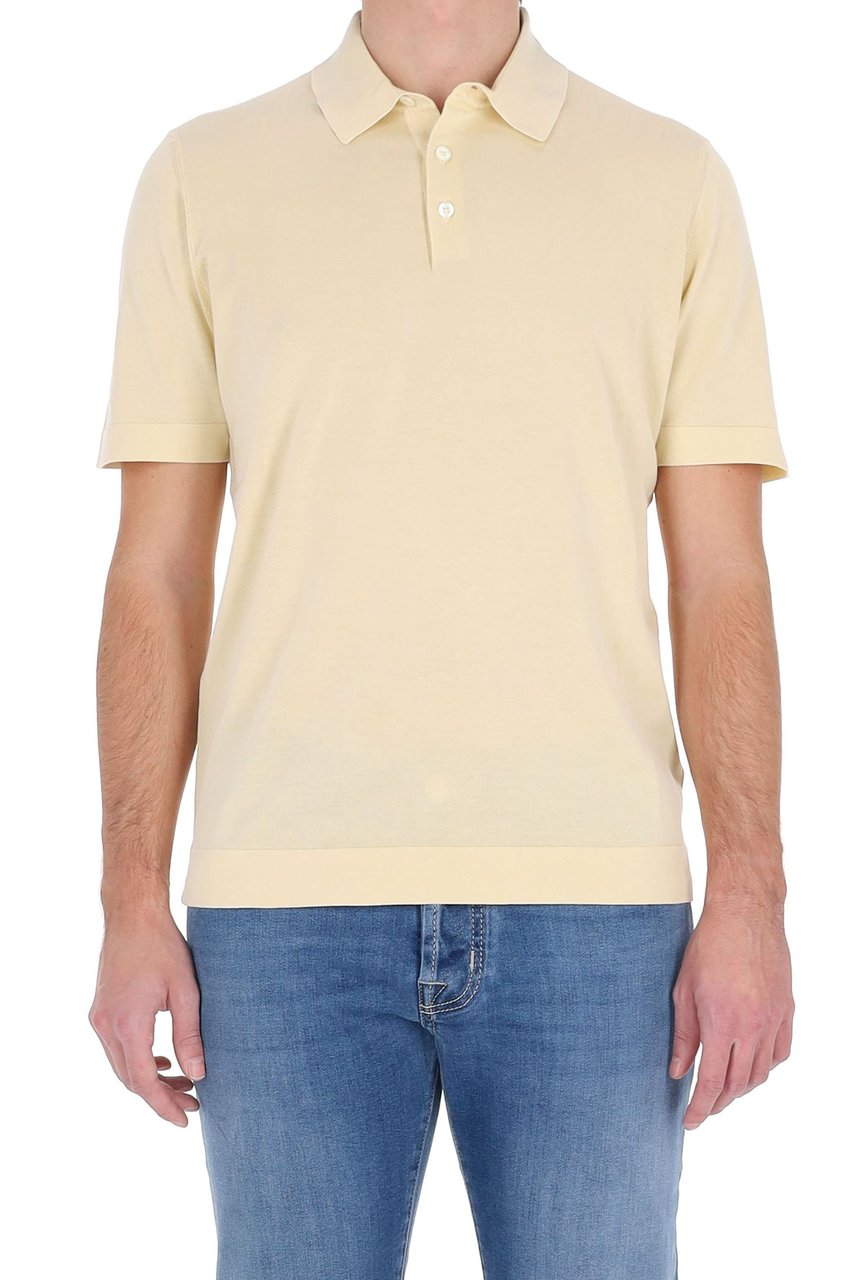 Drumohr Yellow Ice Cotton Frosted Polo Shirt Neutraal
