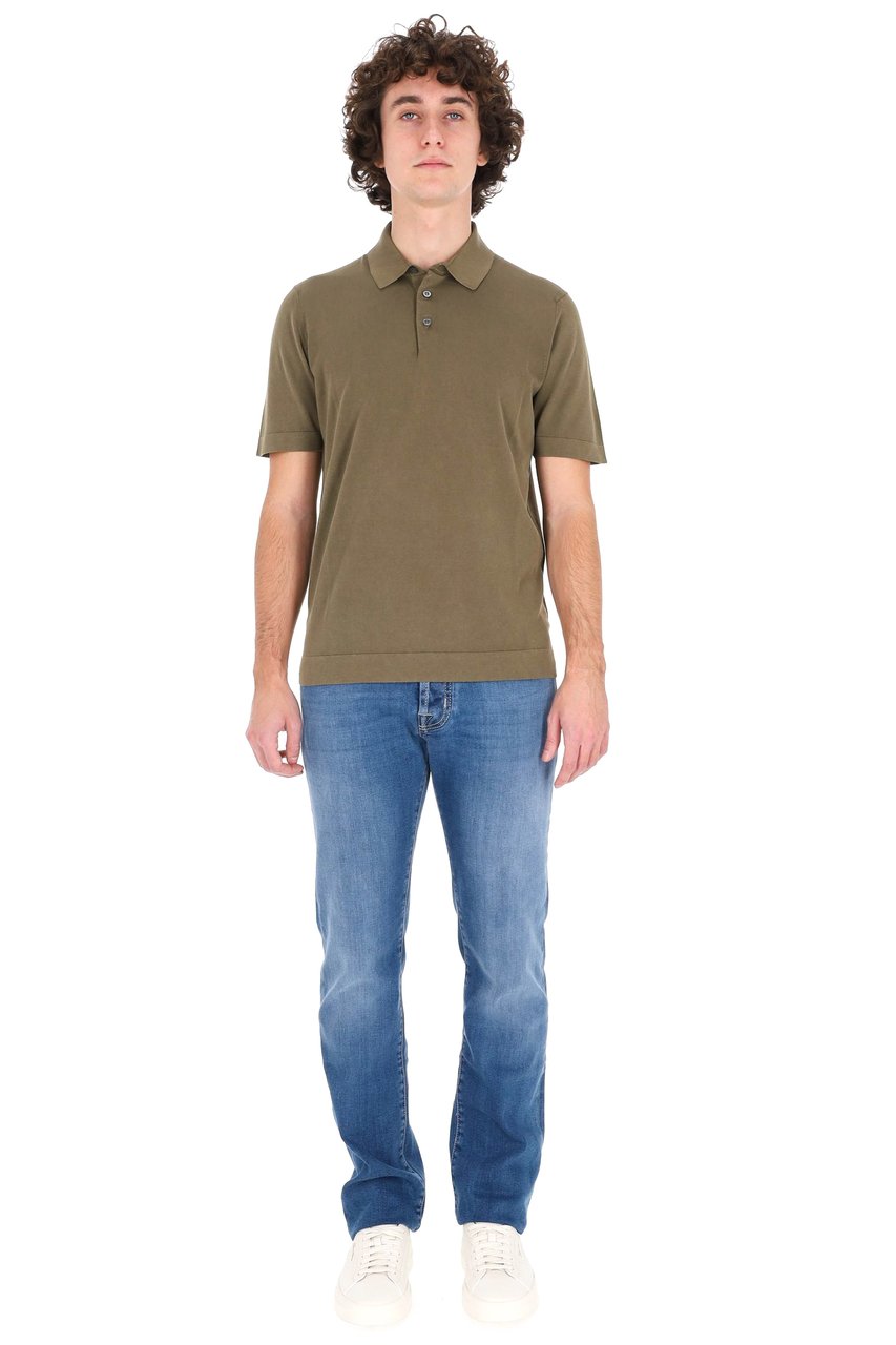 Drumohr Military Green Ice Cotton Polo Shirt Bruin