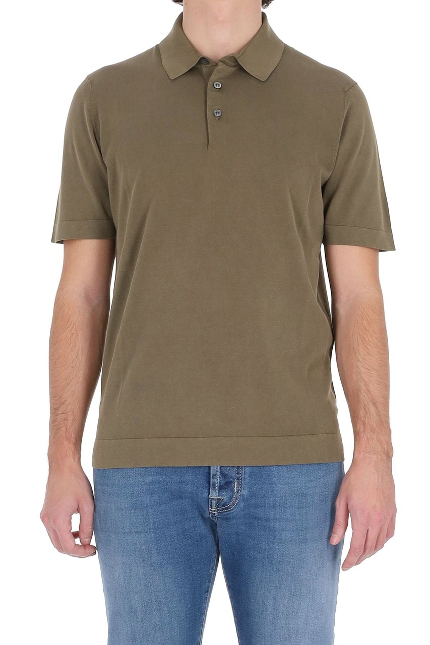 Drumohr Military Green Ice Cotton Polo Shirt Bruin
