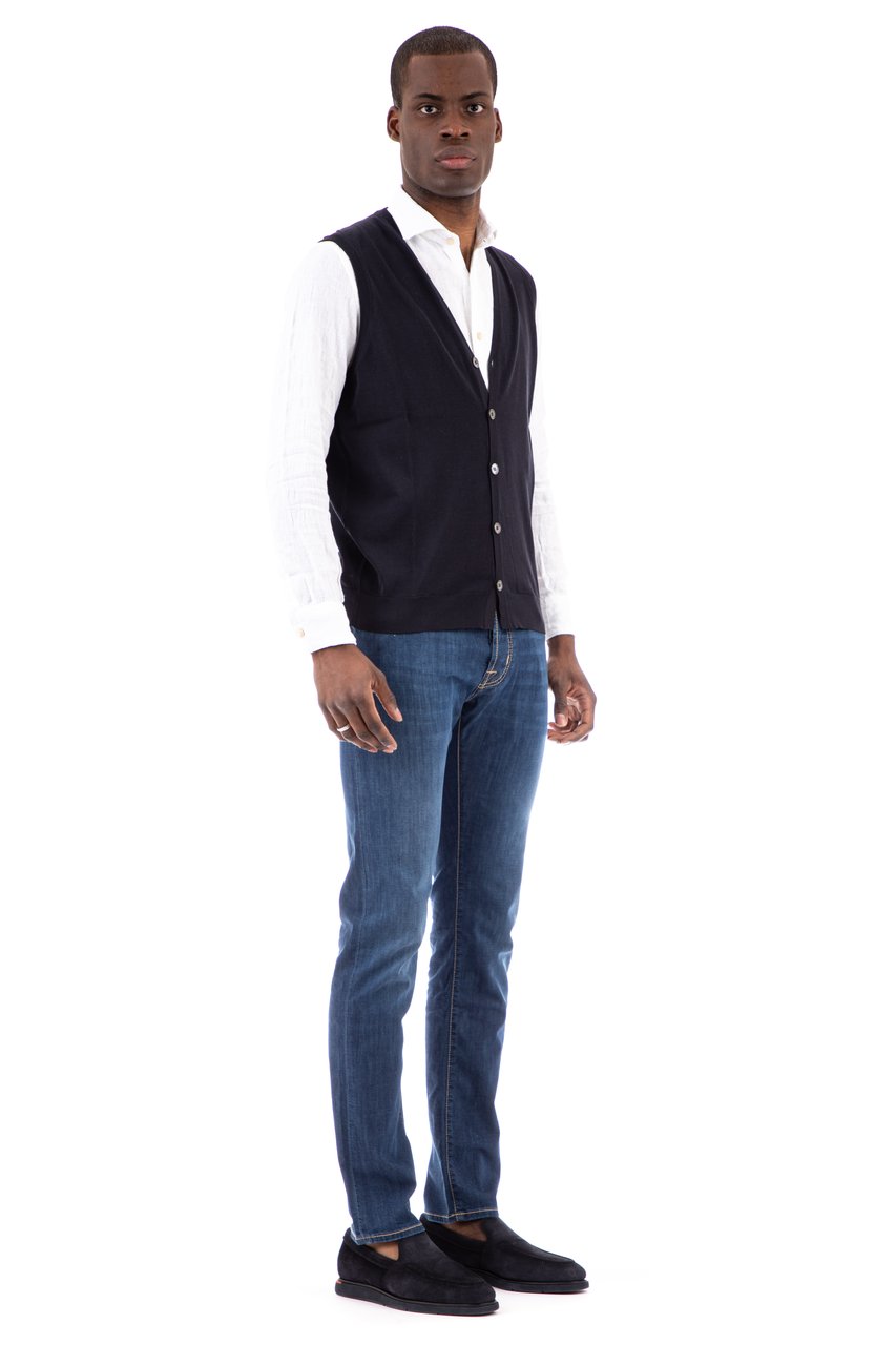 Drumohr Buttoned Cotton Vest Zwart
