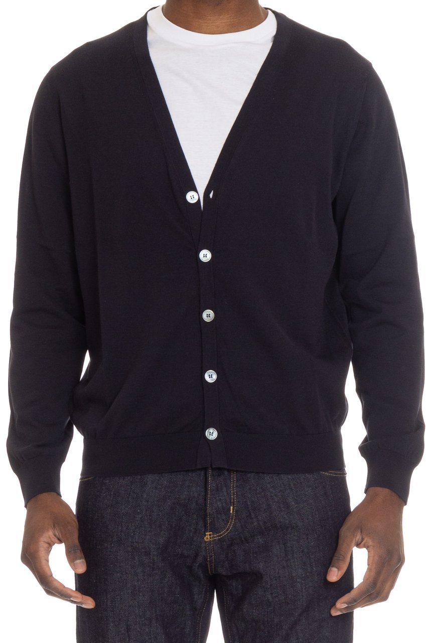 Drumohr Fine Cotton Cardigan Zwart