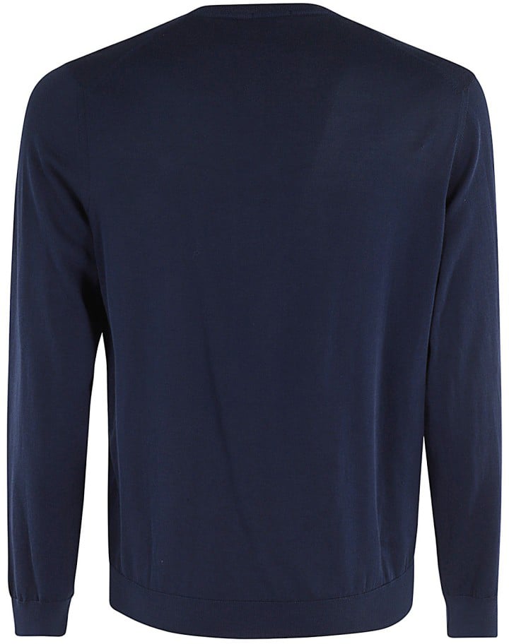 Drumohr Crew Neck Sweater In Shaved Cotton Blauw