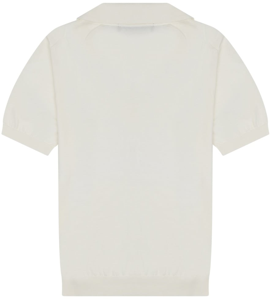 Drumohr Minimalist White Polo With Classic Collar Wit