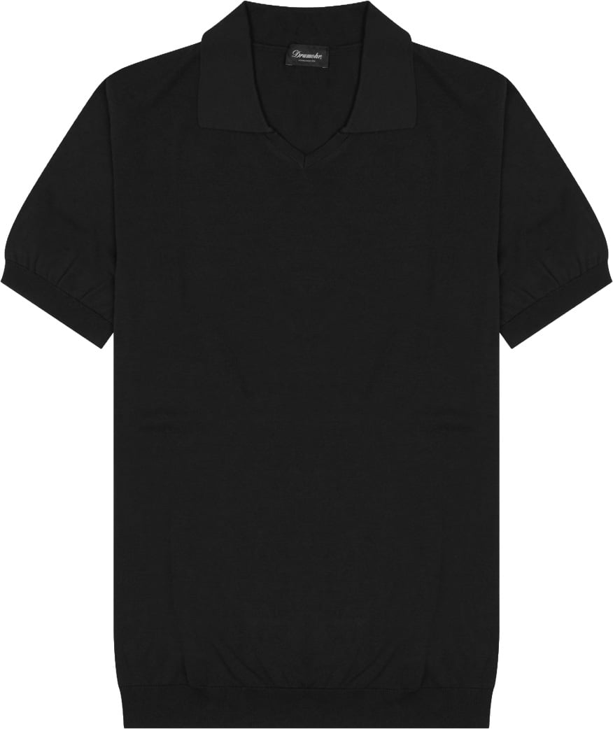 Drumohr Short-Sleeve Polo Shirt With Classic Collar Zwart