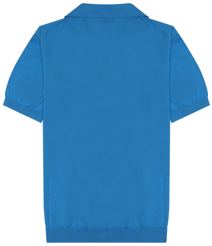 Drumohr Short-Sleeved Polo Shirt With Classic Collar Blauw