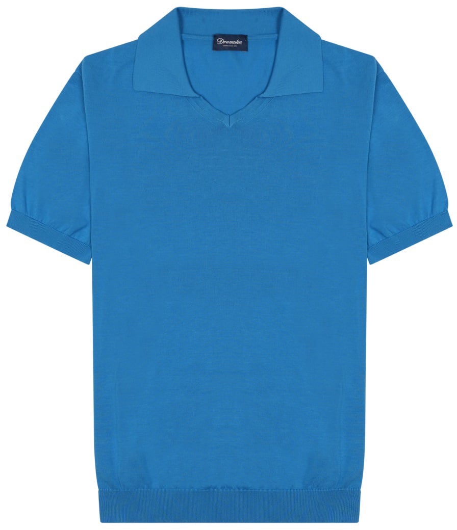 Drumohr Short-Sleeved Polo Shirt With Classic Collar Blauw