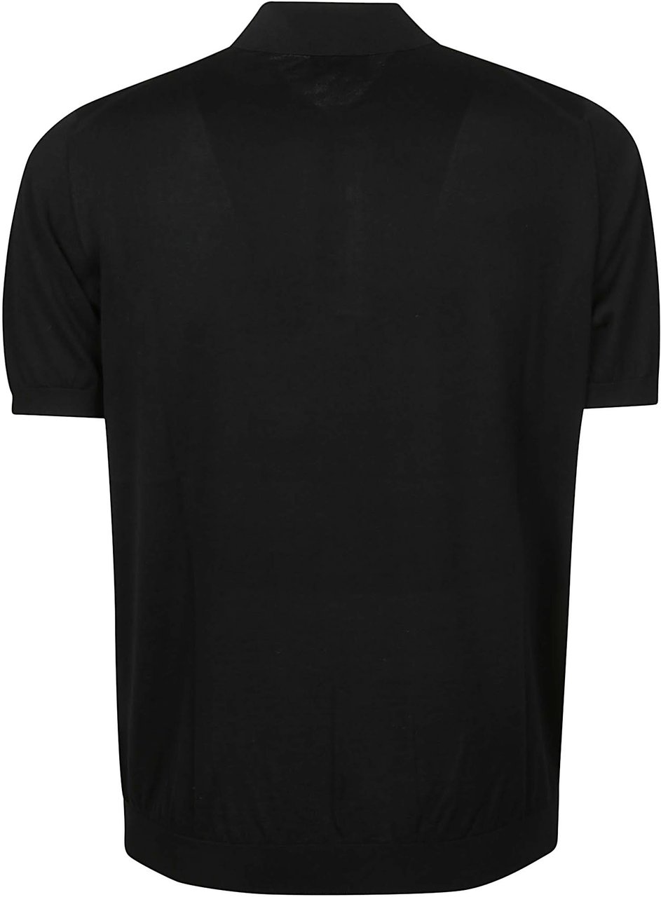 Drumohr Short Sleeve Logo Polo Shirt Black Zwart