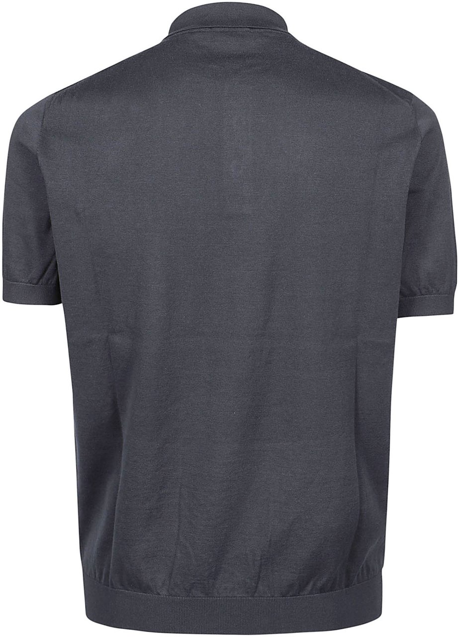 Drumohr Short Sleeve Logo Polo Shirt Blue Blauw