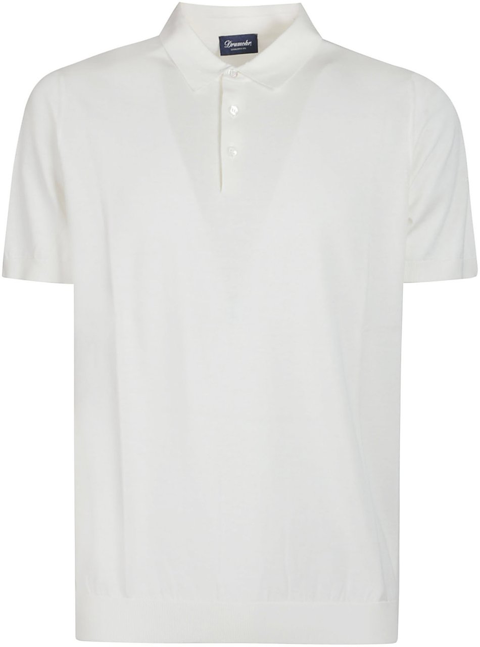 Drumohr Short Sleeve Logo Polo Shirt White Wit