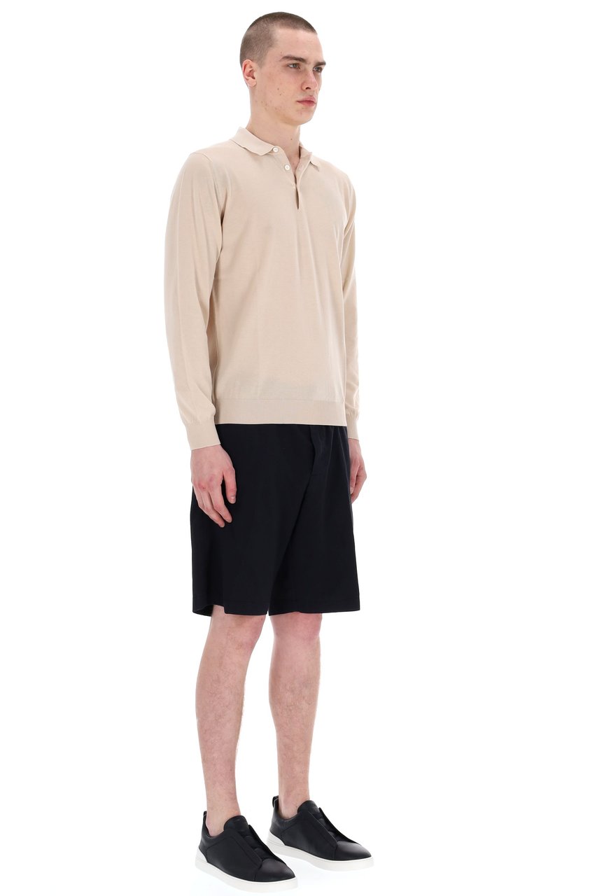 Drumohr Superlight Long Sleeve Cotton Polo Neutraal
