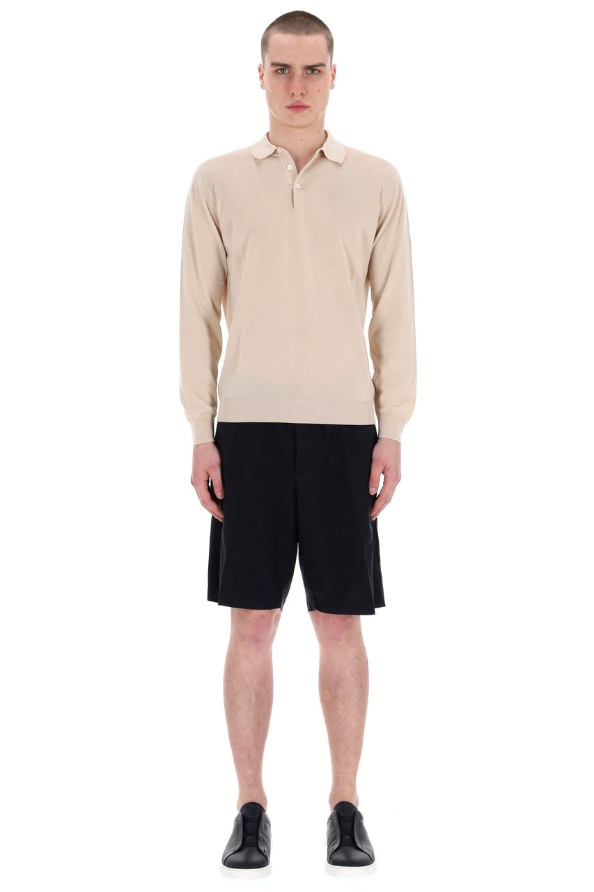 Drumohr Superlight Long Sleeve Cotton Polo Neutraal