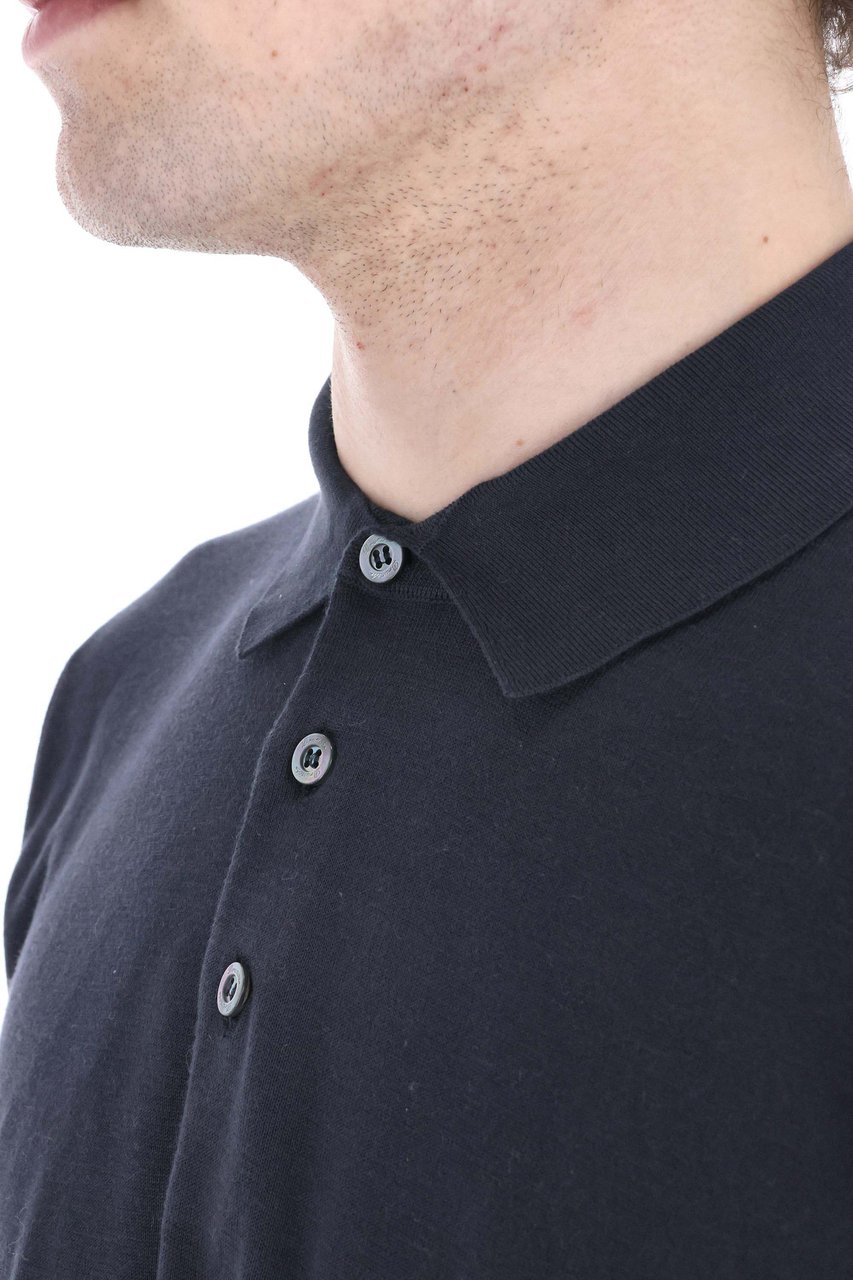 Drumohr Lightweight Cotton Long Sleeve Polo Zwart