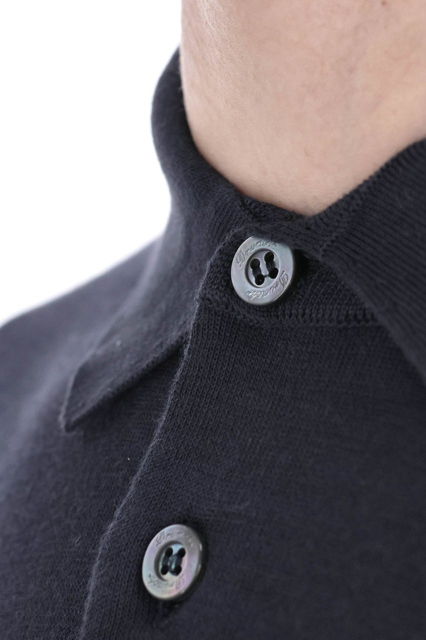Drumohr Lightweight Cotton Long Sleeve Polo Zwart