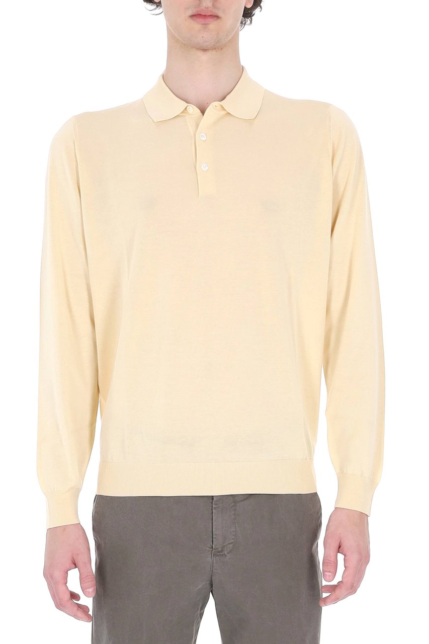 Drumohr Yellow Long-Sleeve Cotton Polo Shirt Neutraal