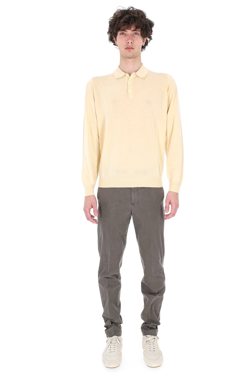 Drumohr Yellow Long-Sleeve Cotton Polo Shirt Neutraal