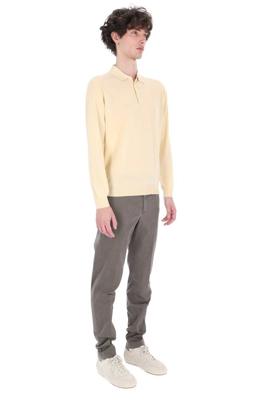 Drumohr Yellow Long-Sleeve Cotton Polo Shirt Neutraal
