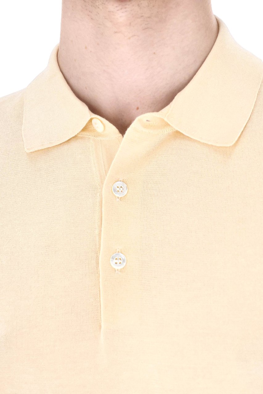Drumohr Yellow Long-Sleeve Cotton Polo Shirt Neutraal