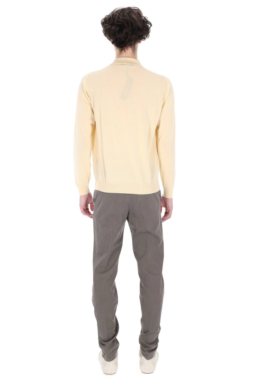 Drumohr Yellow Long-Sleeve Cotton Polo Shirt Neutraal