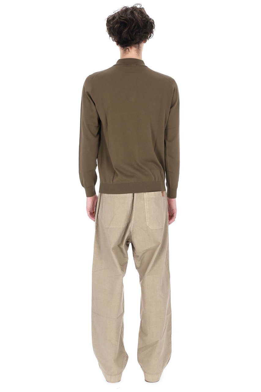 Drumohr Military Green Long-Sleeve Polo Shirt Grijs