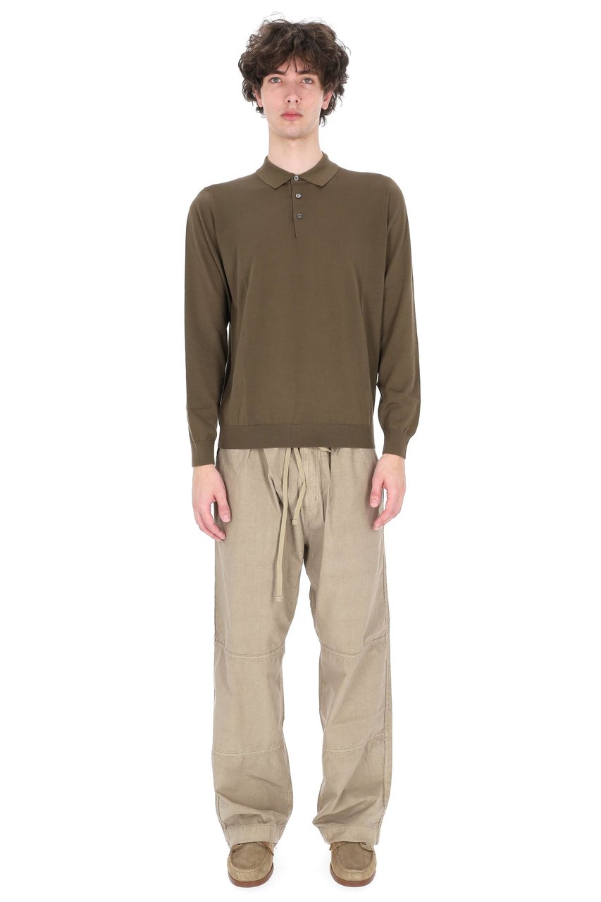 Drumohr Military Green Long-Sleeve Polo Shirt Grijs