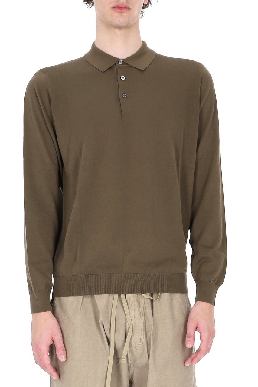 Drumohr Military Green Long-Sleeve Polo Shirt Grijs