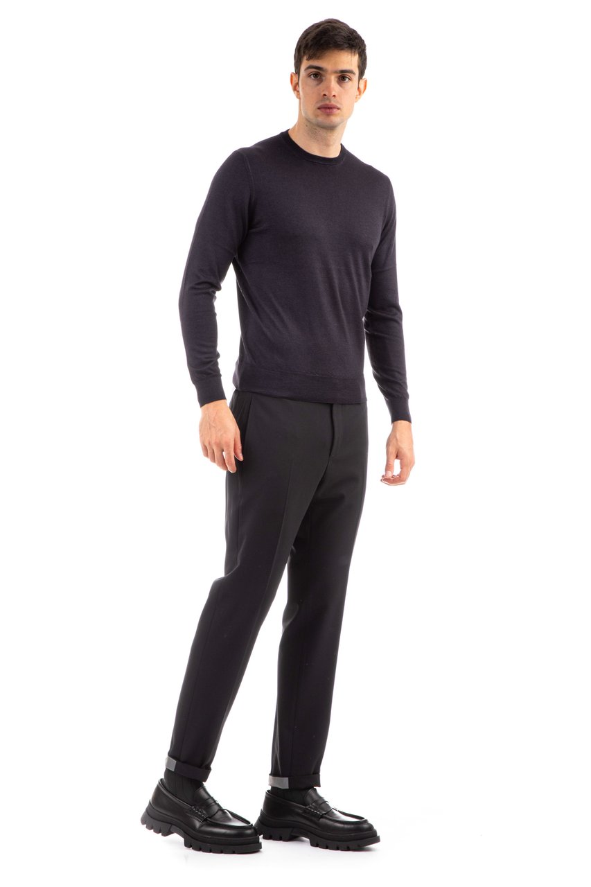 Drumohr Cashmere-Silk Crewneck Sweater Zwart