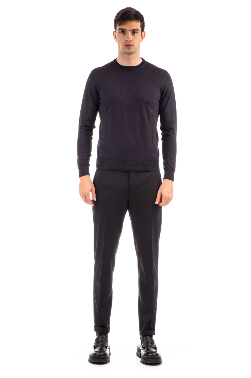 Drumohr Cashmere-Silk Crewneck Sweater Zwart