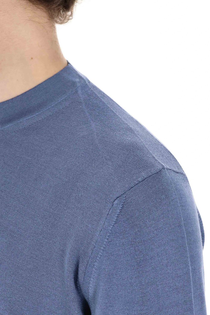 Drumohr Long Sleeve Silk Crewneck Sweater Blauw
