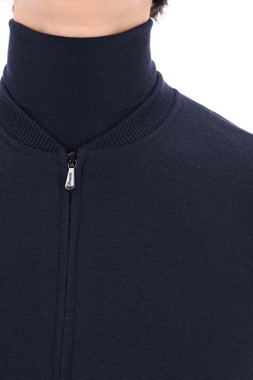 Drumohr Merino Wool Full Zip Sweater Zwart