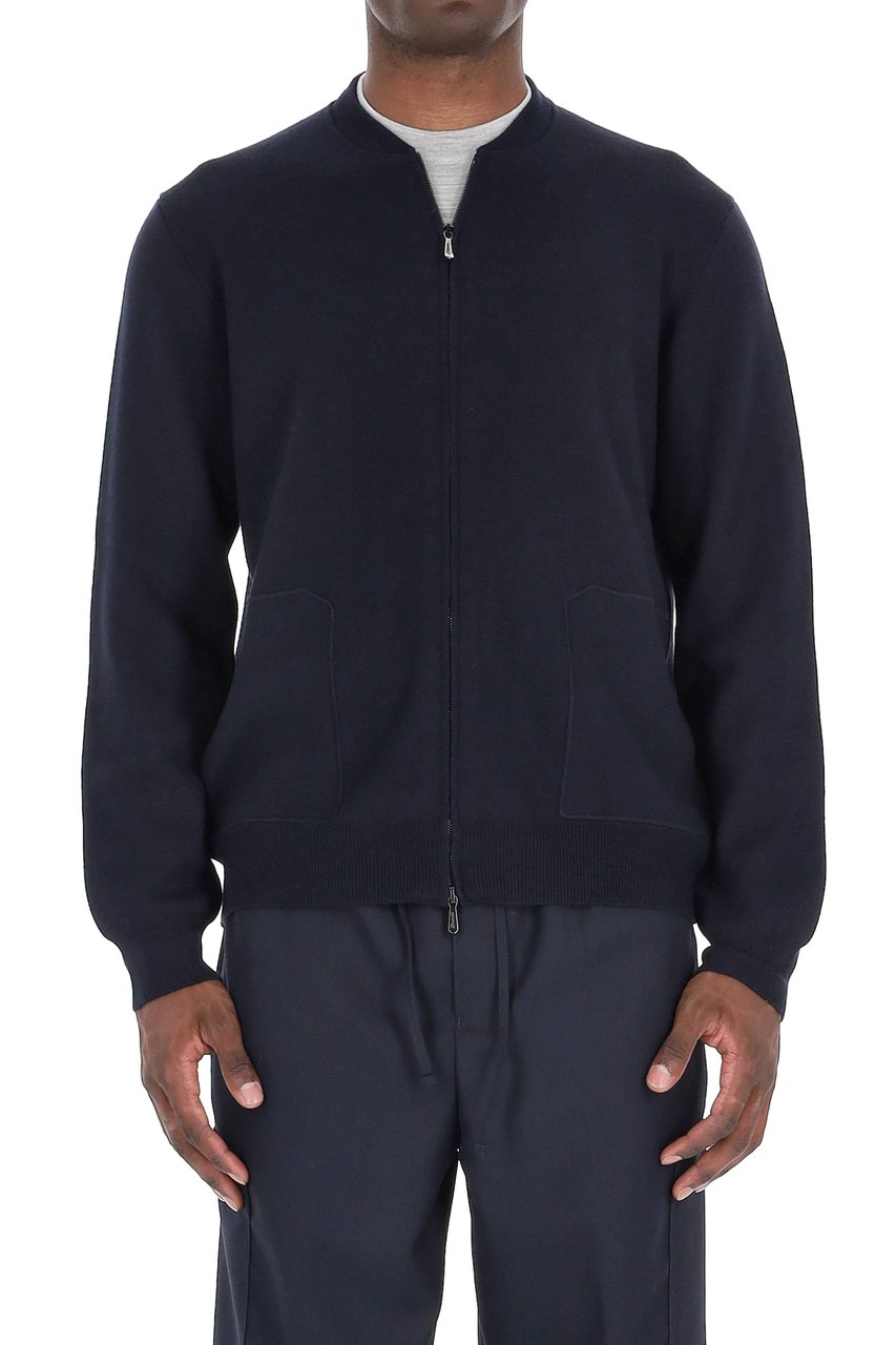 Drumohr Merino Wool Full Zip Sweater Zwart