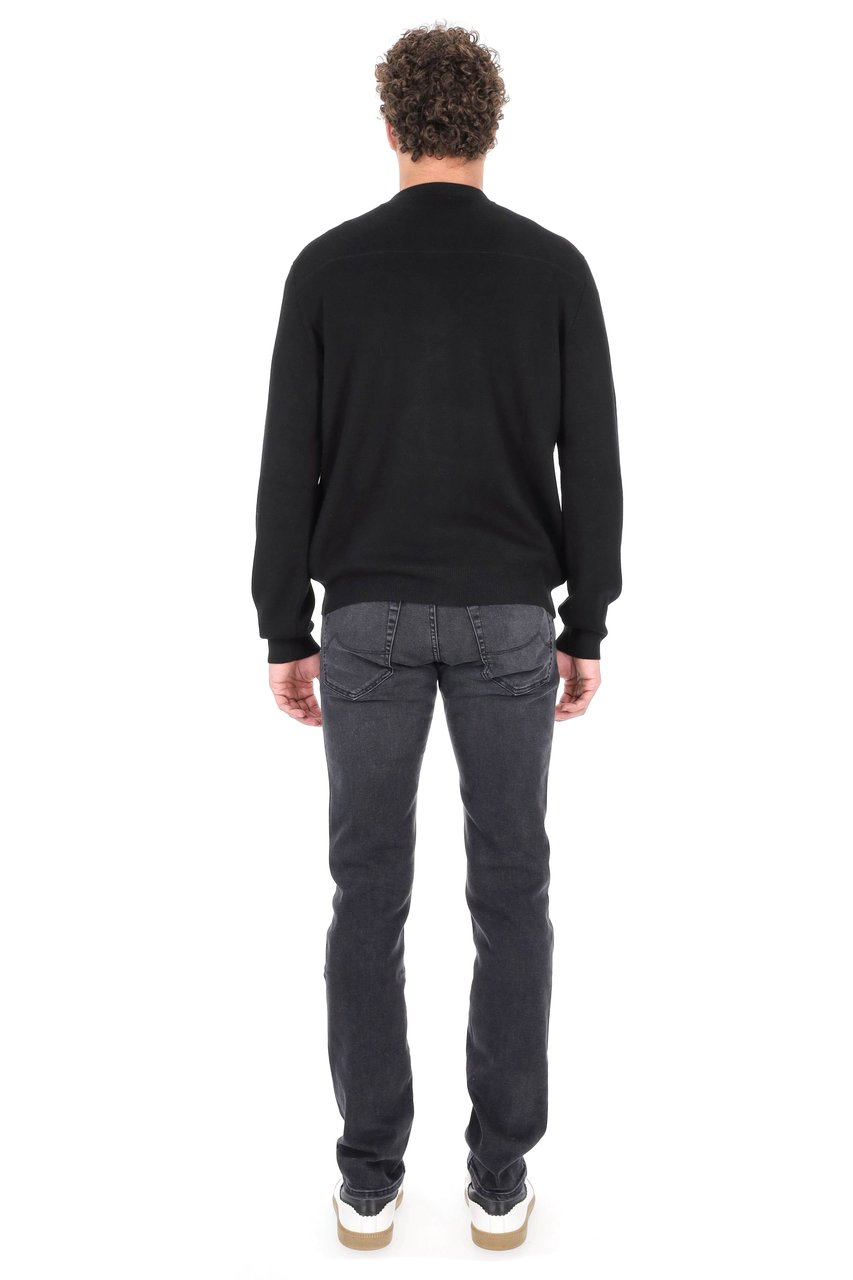 Drumohr Baseball Collar Merino Wool Full-Zip Sweater Zwart