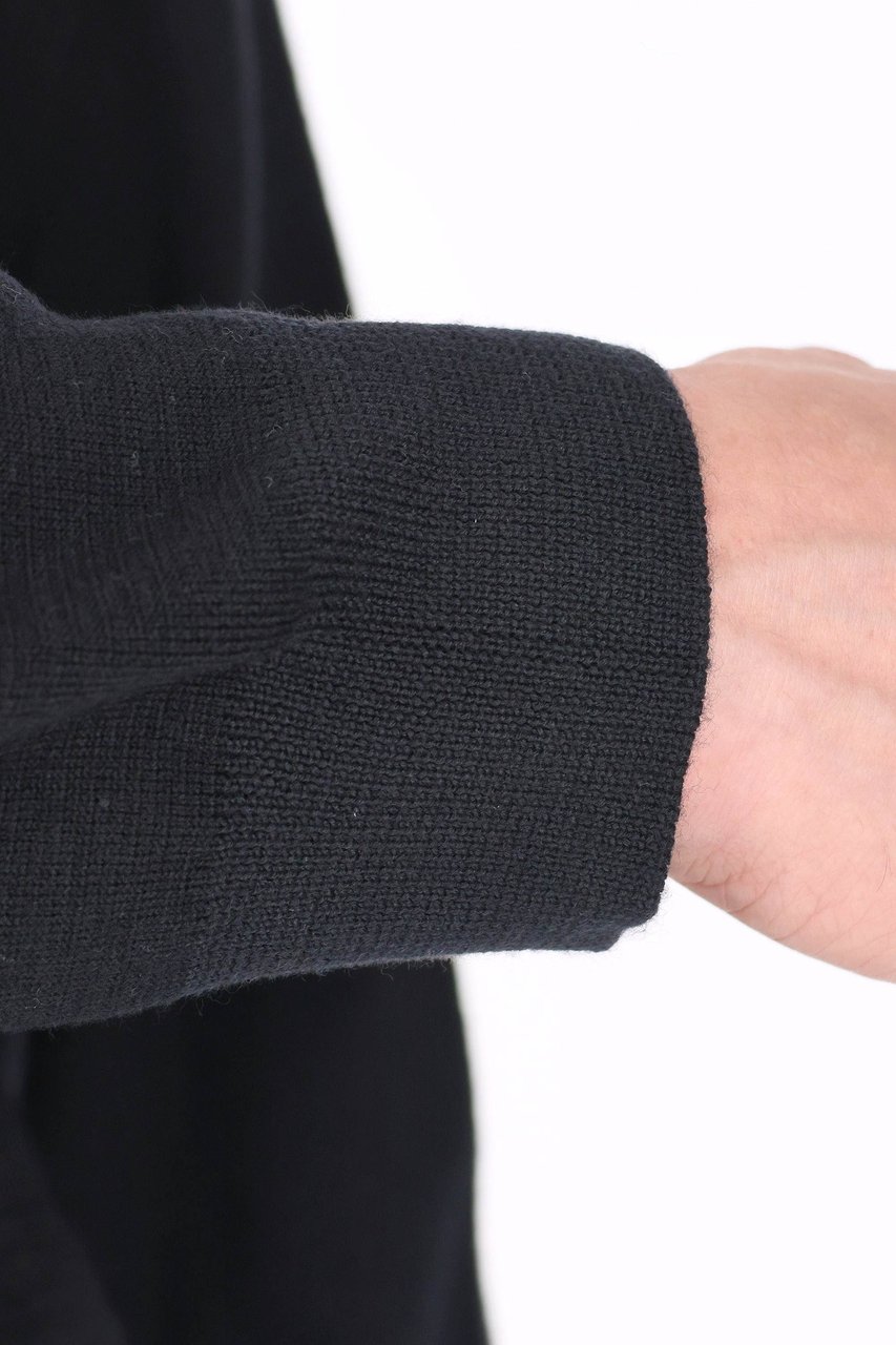 Drumohr Baseball Collar Merino Wool Full-Zip Sweater Zwart
