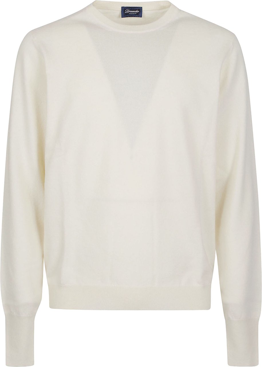 Drumohr Round Neck Sweater White Wit