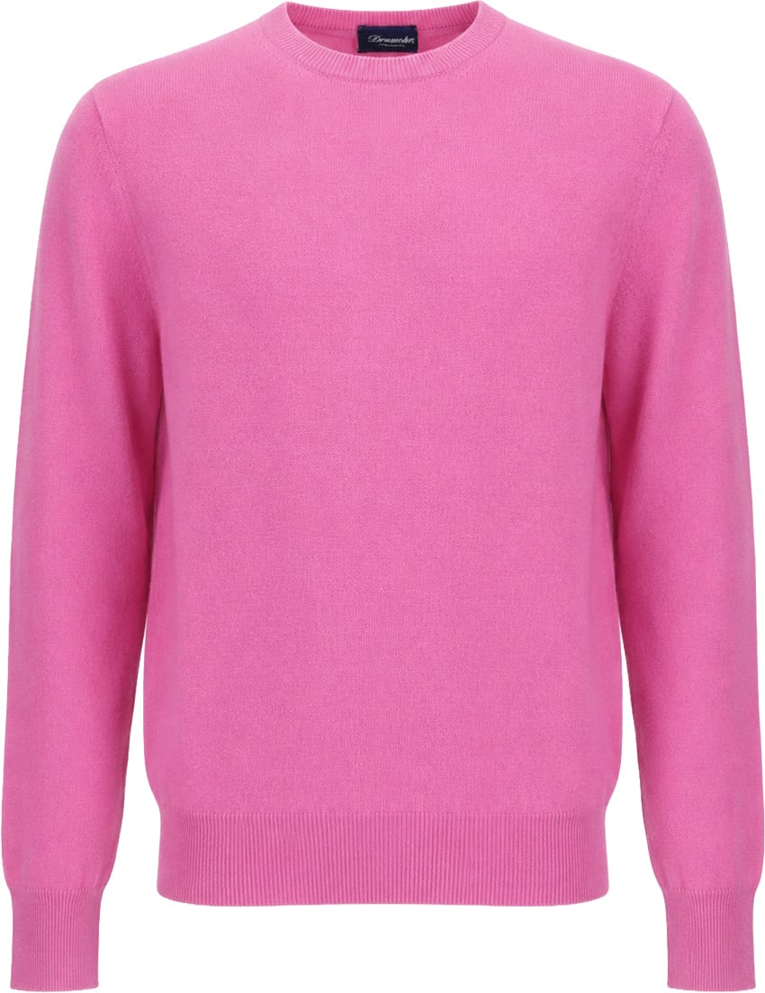 Drumohr Pink Round Neck Cashmere Silk Sweater Roze