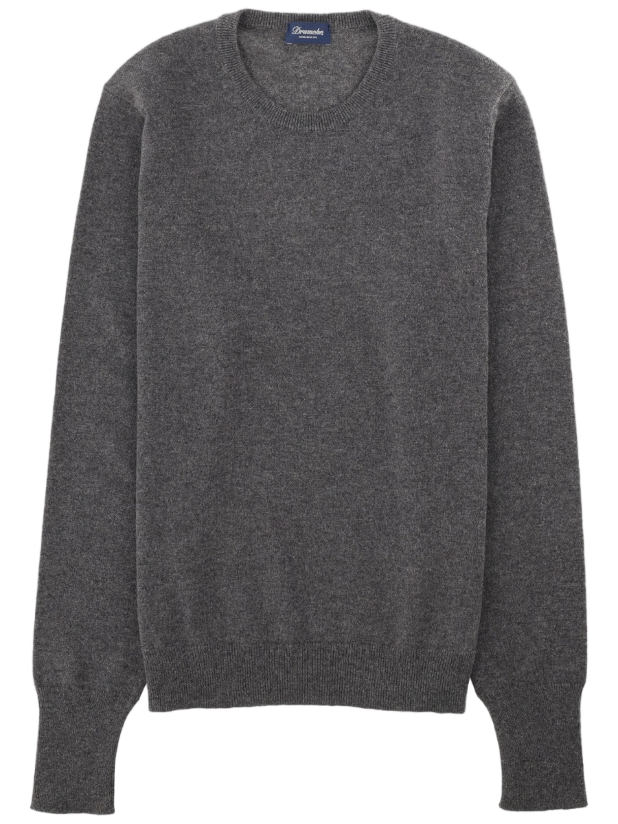 Drumohr Refined Round Neck Sweater with Fine Knit Texture Grijs