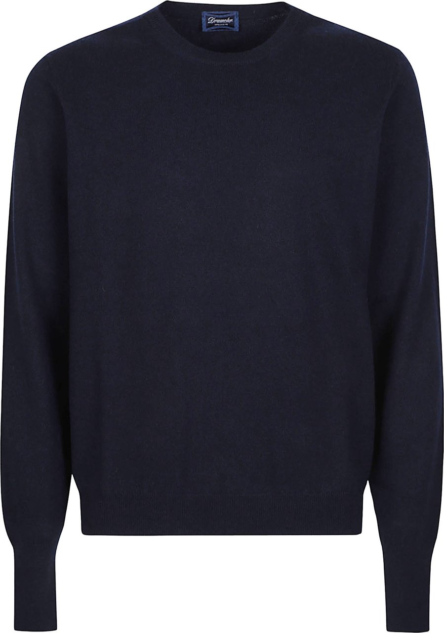 Drumohr Round Neck Sweater Blue Blauw