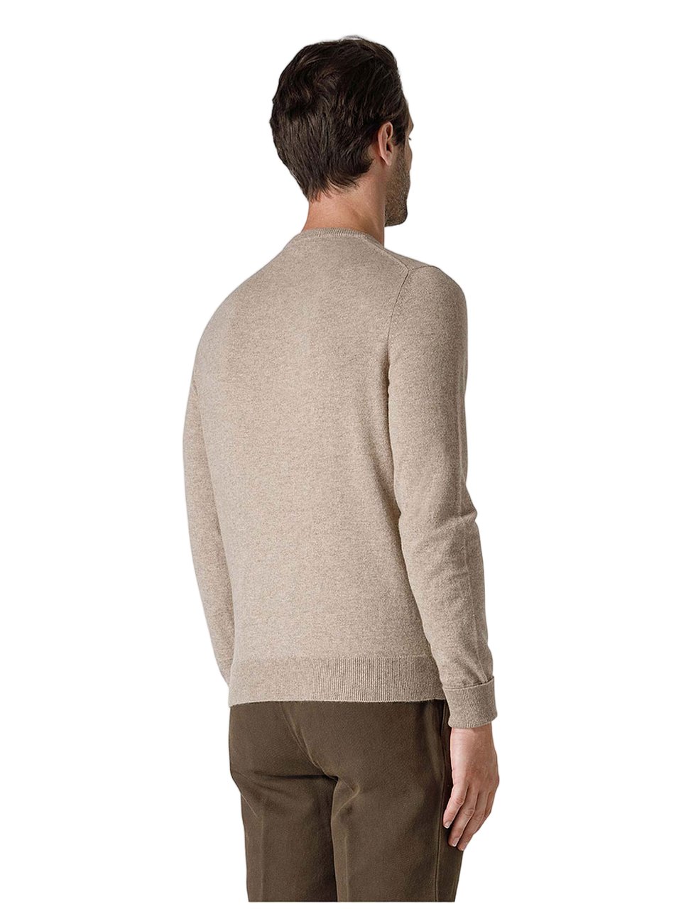 Drumohr Beige Crew Neck Cashmere Ribbed Sweater Wit