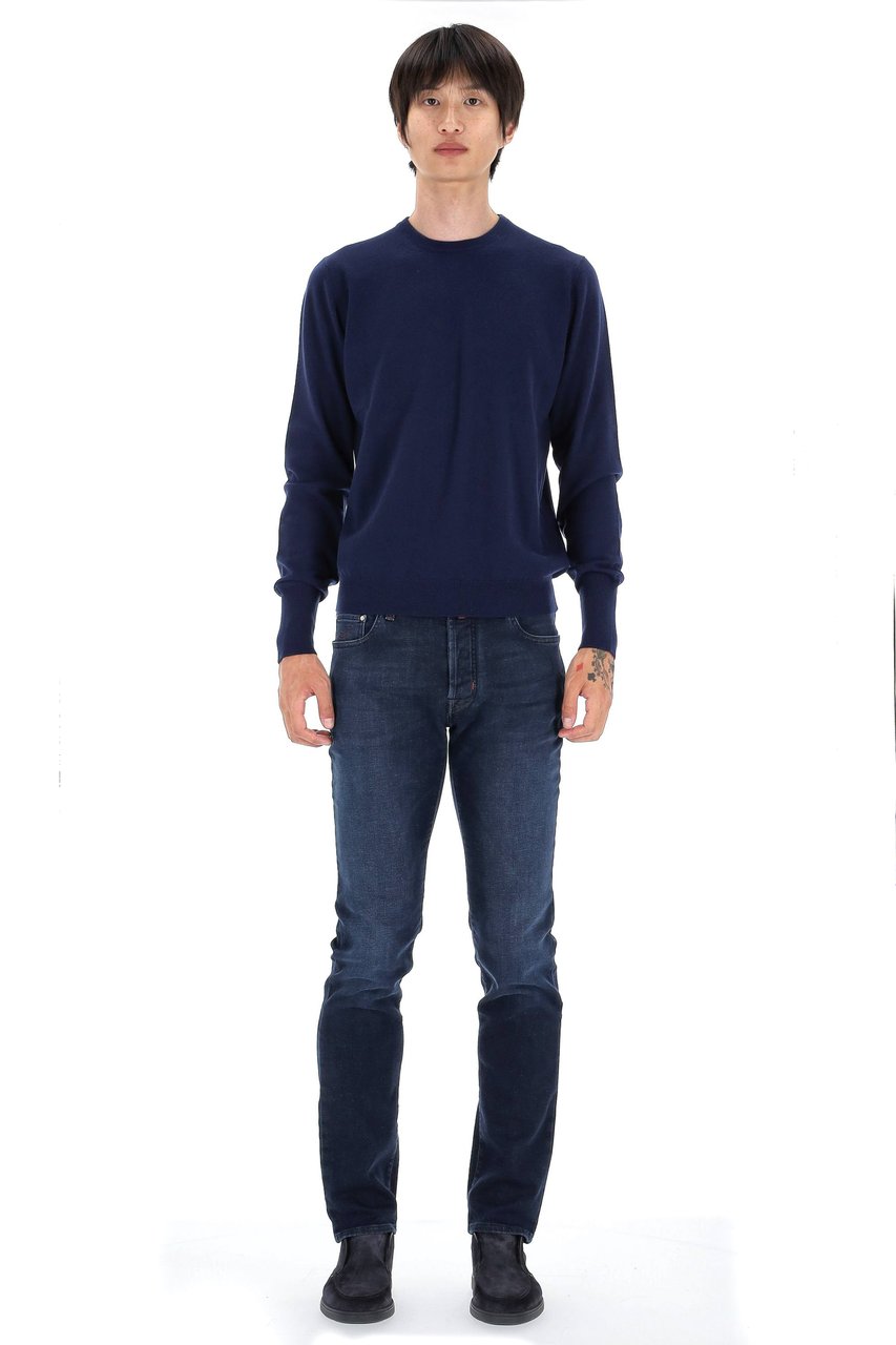 Drumohr Solid Color Pure Cashmere Crewneck Sweater Zwart