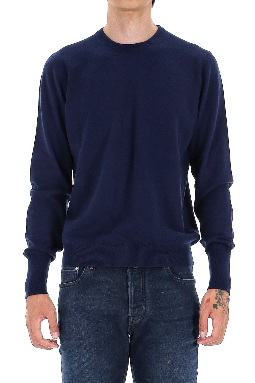 Drumohr Solid Color Pure Cashmere Crewneck Sweater Zwart