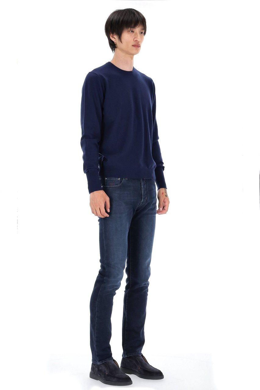 Drumohr Solid Color Pure Cashmere Crewneck Sweater Zwart