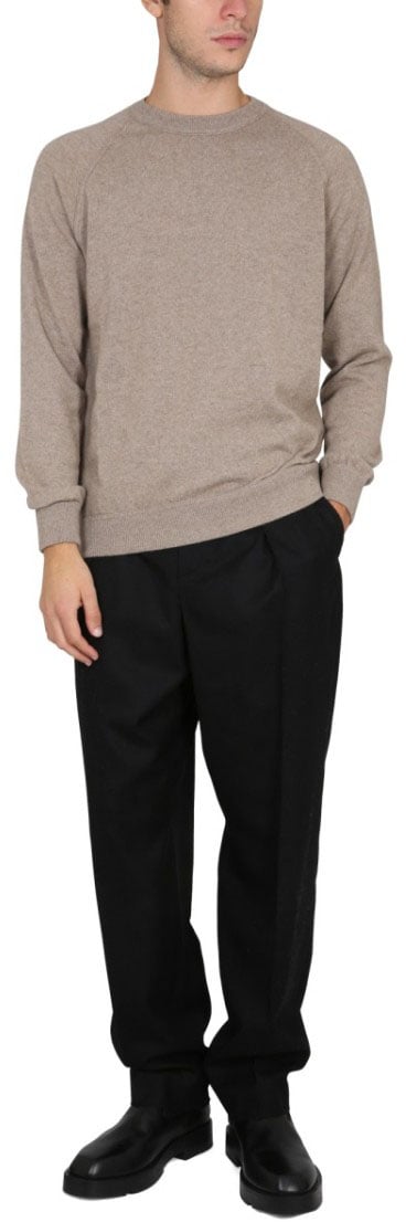 Drumohr Cashmere Sweater With Cross-Neck Design Grijs