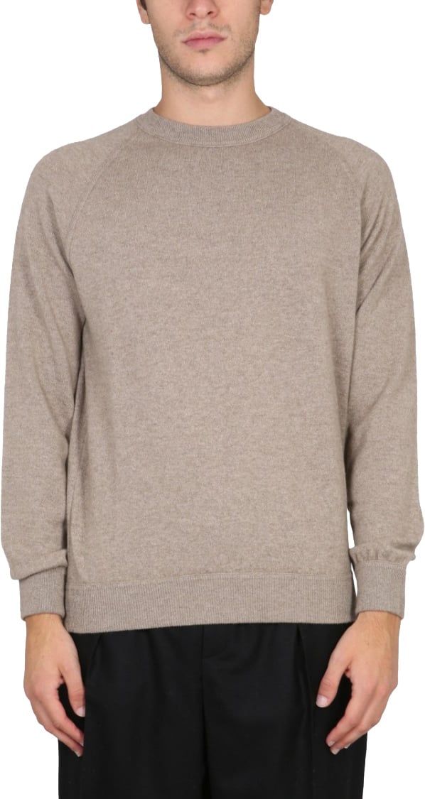 Drumohr Cashmere Sweater With Cross-Neck Design Grijs