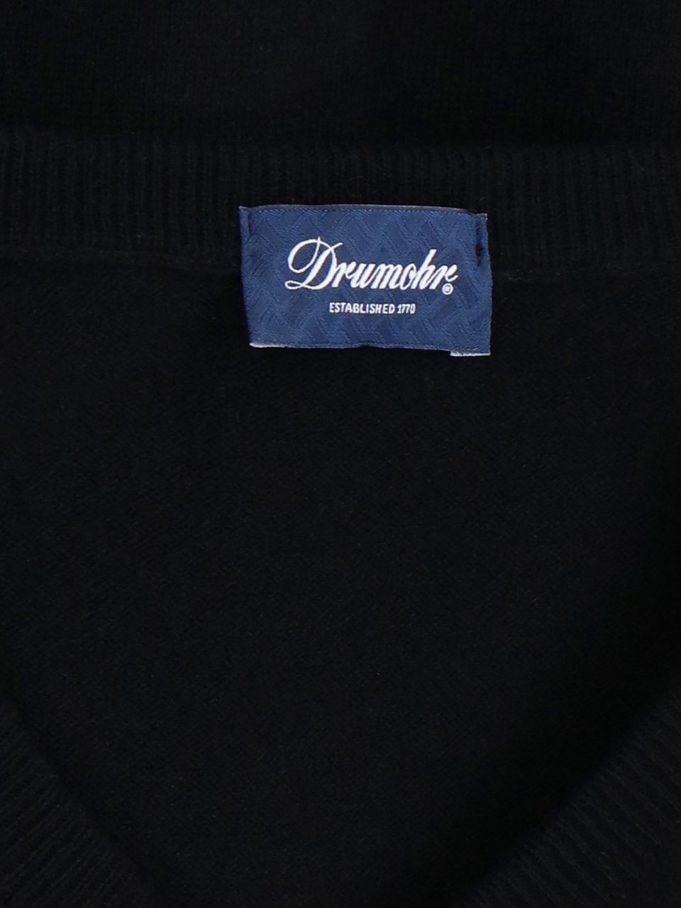 Drumohr V-Neck Sweater In Cashmere Black Maxi Zwart