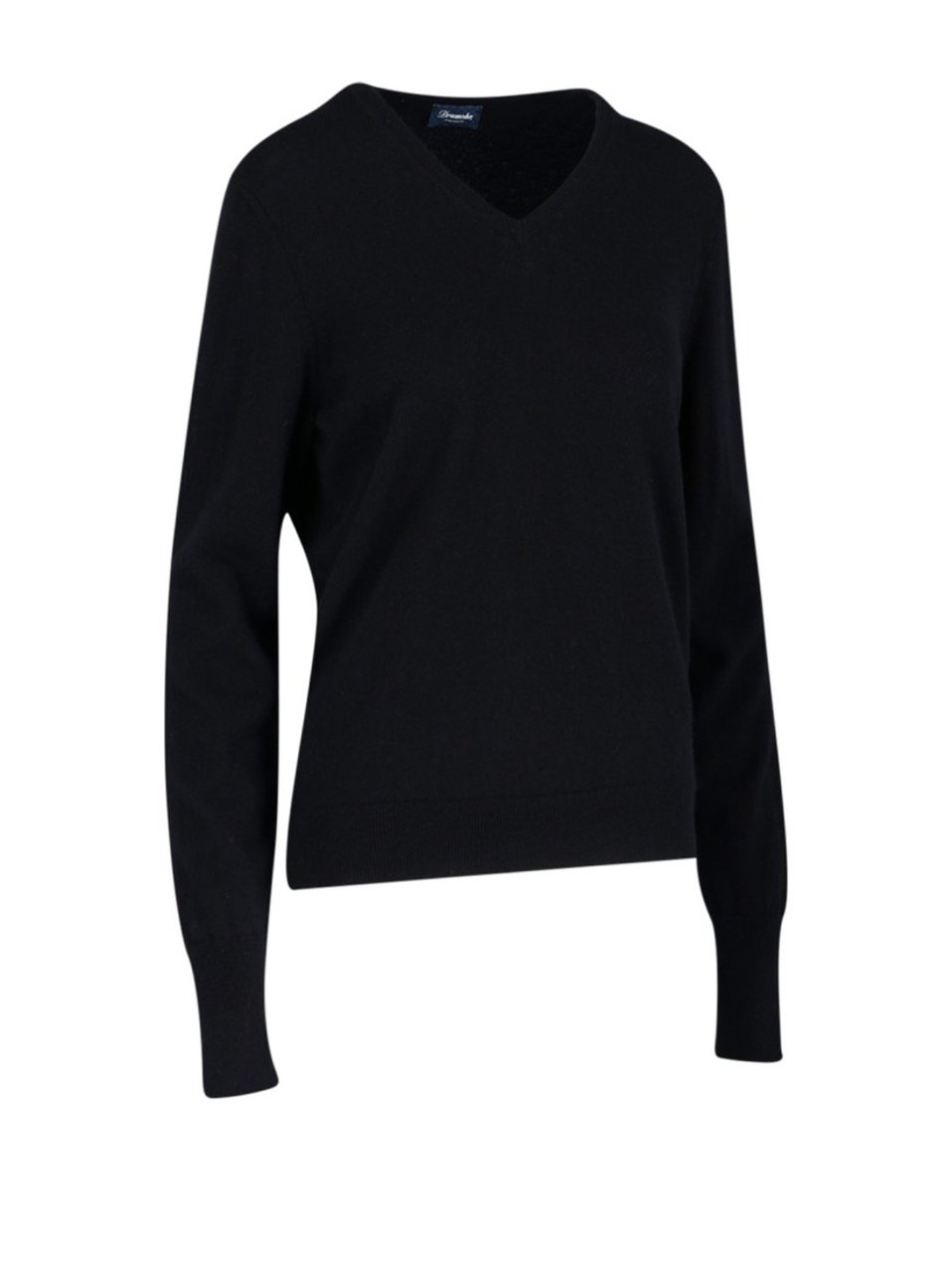 Drumohr V-Neck Sweater In Cashmere Black Maxi Zwart