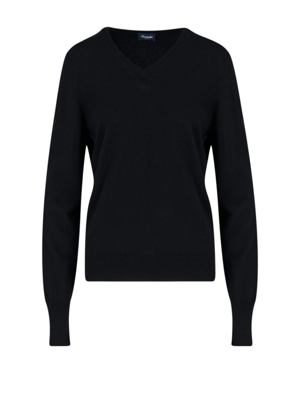 Drumohr V-Neck Sweater In Cashmere Black Maxi Zwart