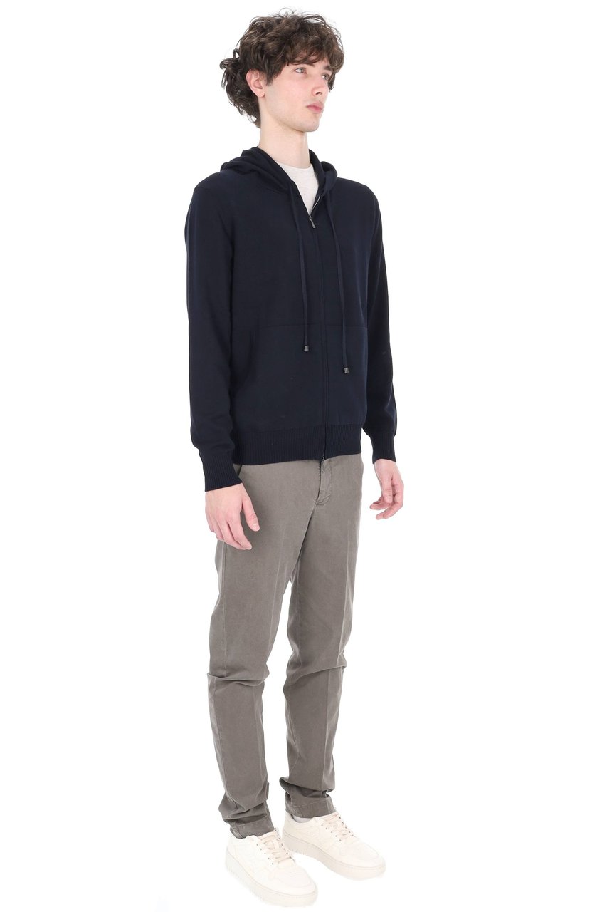 Drumohr Blue Full-Zip Cotton Sweater Zwart