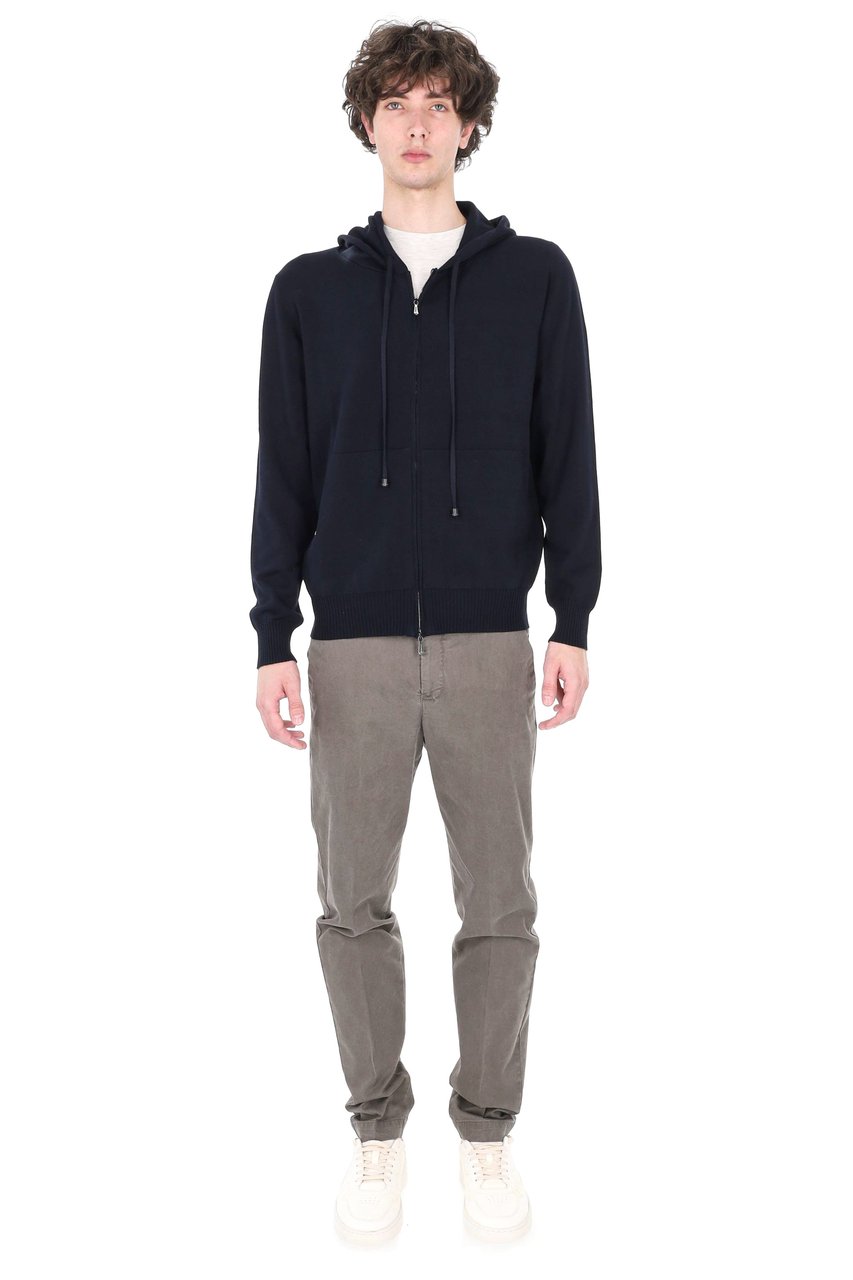 Drumohr Blue Full-Zip Cotton Sweater Zwart