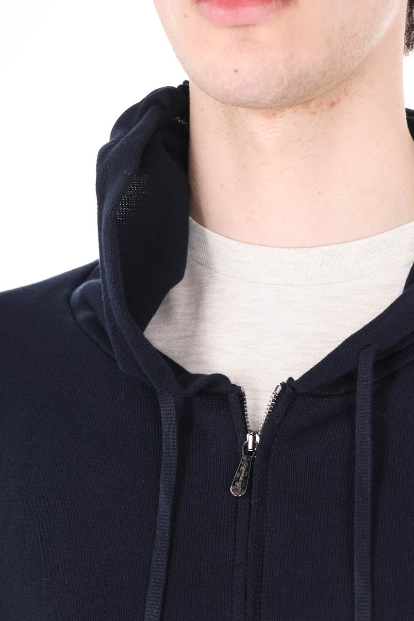 Drumohr Blue Full-Zip Cotton Sweater Zwart