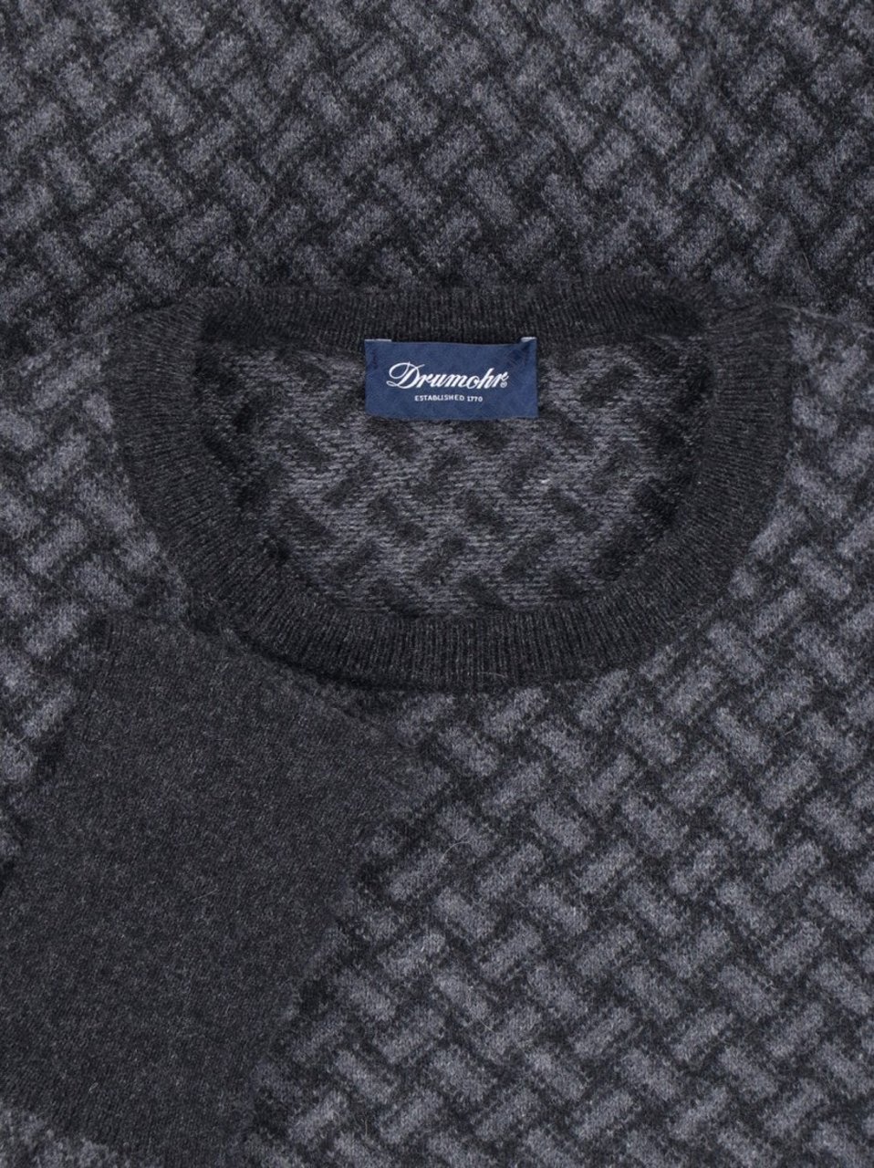 Drumohr Jacquard Cashmere Sweater – Grey Grijs